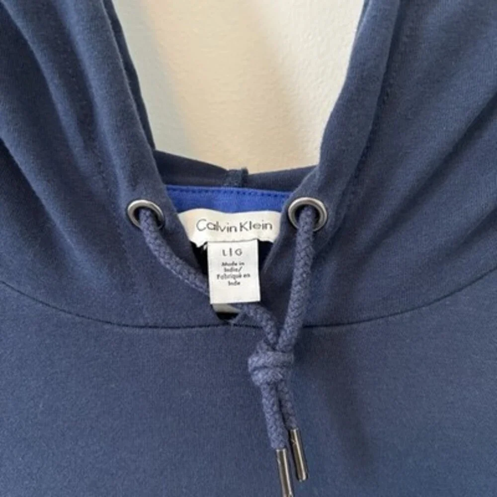 Calvin Klein Mens Blue Hoodie Shirt Large Short Sleeve Cotton